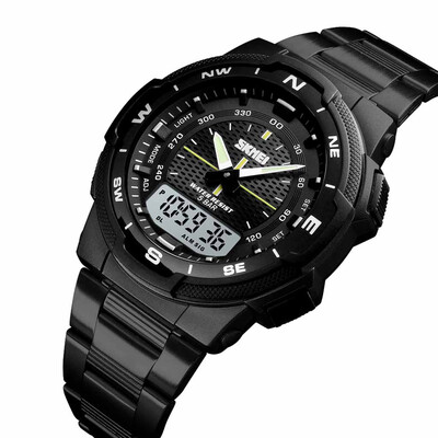 

Gobestart SKMEI Casual Fashion Business Watch Double Display Steel Belt Mens Watch