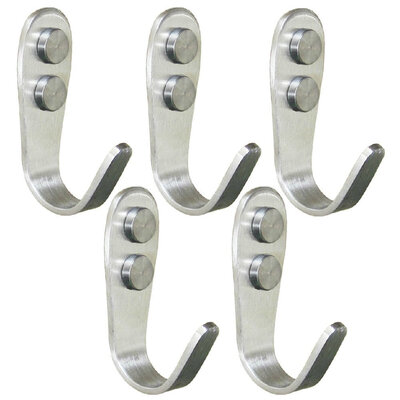 

UpperX Brushed Stainless Steel Coat&Hat Single Hook Heavy Duty Wall Mount 5-Pcs Value Pack