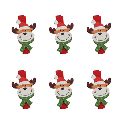 

Siaonvr Christmas Decorations Cartoon Wooden Clip DIY Santa Claus Small Wooden Clip 5CM