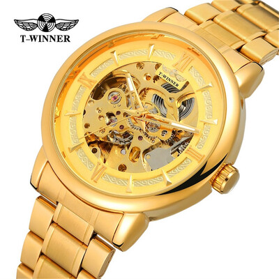 

Gobestart T-WINNER Hollow Luxury Design Business Fashion Mens Steel Belt Mechanical Watch