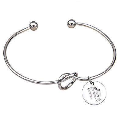 

Twelve Constellations Silver Knotted Opening Bracelet Personality Valentines Day Hot Gift