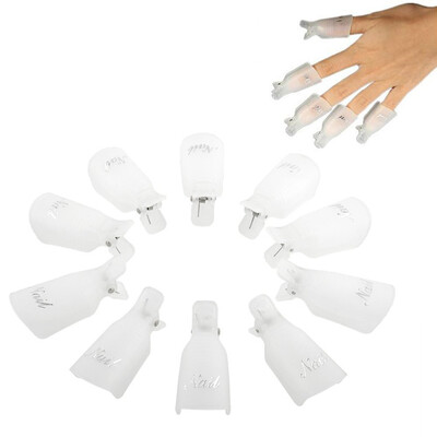 

Toponeto 10PC Plastic Nail Art Soak Off Cap Clip UV Gel Polish Remover Wrap WH