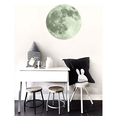 

〖Follure〗30cm 3D Large Moon Fluorescent Wall Sticker Removable Glow In The Dark Sticker