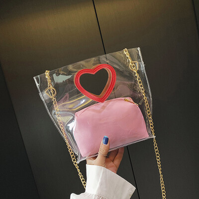 

Tailored Fashion Lady Transparent Love Wild Shoulder Bag Messenger Bag Clutch Bag
