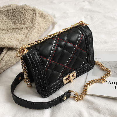 

Small fragrance bag female 2019 new wave Korean fashion casual lock buckle wild chain shoulder slung small square bag