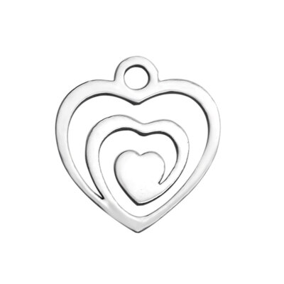 

304 Stainless Steel Charms Heart Stainless Steel Color 138x128x1mm Hole 2mm