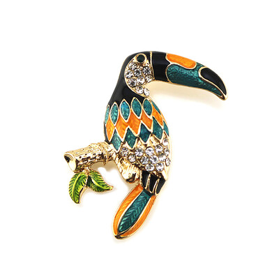 

New Blue Rhinestone Brooch Women Large Bird Scraf Brooch Pins Lady Party Wedding