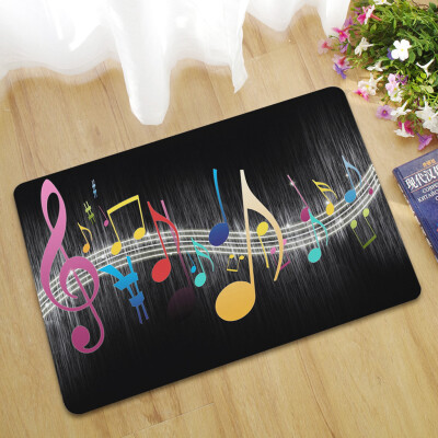 

Toponeto New Music Note Printing Flannel Bathroom Area Rugs Kitchen Carpet Door Mat