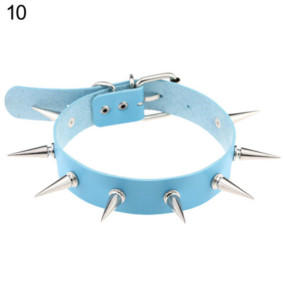 

Women Fashion Alloy Rivet Spike Faux Leather Choker Short Necklace Punk Jewelry