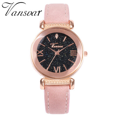 

Vansvar Hot Fashion Women Romantic Starry Sky Wrist Watch Leather Rhinestone Designer Ladies Clock Relogio Feminino 533