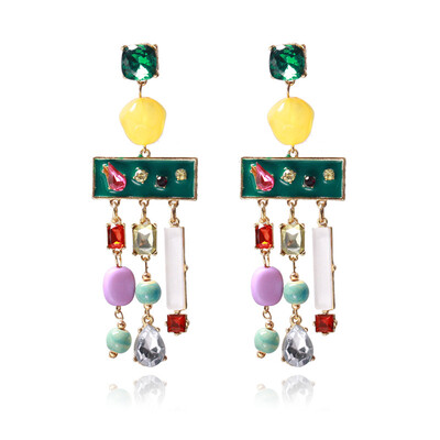

Hot Fashion Jewelry Candy Color Geometric Long Earrings for Women Fashion Bohemian Statement Big water drop Earrings