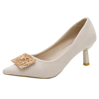 

Korean version of pointed high-heeled shoes French girlsworking shoes with shallow slim-heeled sexy single shoes