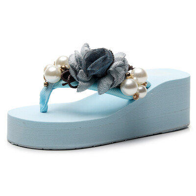 

Rose Women Girls Floral Wedges Bohemian Style Flip Flops Sandals Slippers Beach Shoes