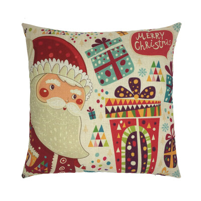 

Siaonvr Happy Christmas Pillow Cases Linen Sofa Cartoon Cushion Cover Home Decoration