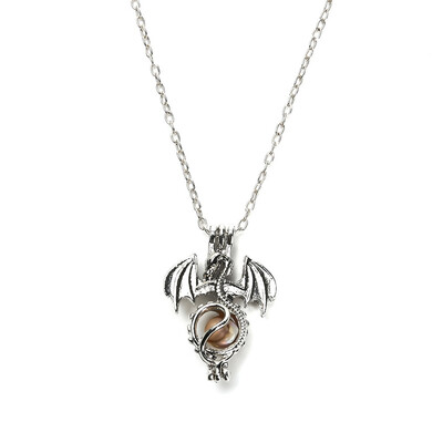 

Dragon Freshwater Pearl Bead Cage Locket Pendant Necklace for Women