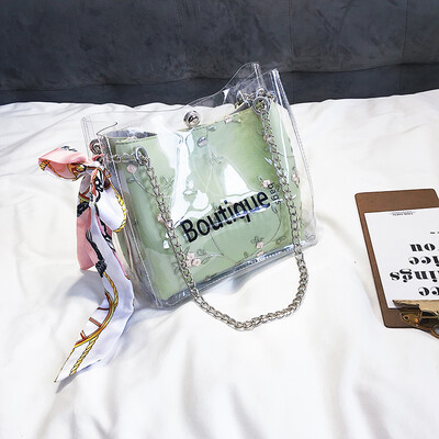 

Transparent small bag women 2019 new summer bucket bag fashion chain jelly bag Korean Joker Messenger bag tide
