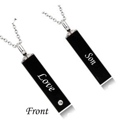 

Square Cylinders Necklace for Ashes Lettering Heart Cremation Memorial Keepsake Pendant Necklace Jewelry Love Commemorative Gift