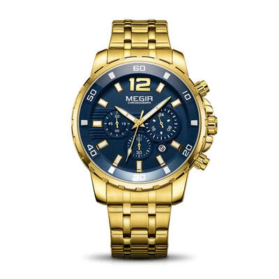 

MEGIR 2068 Chronograph Quartz Watch Sports Business Wristwatch With Stainless Steel Strap For Men