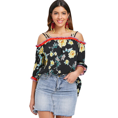 

Strappy Floral Print Blouse