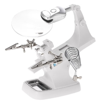 

Multi-functional 3X45X Welding Desktop Magnifier with 2 LEDs Alligator Clip Helping Hand Soldering Holder Repair Mgnifying Tool
