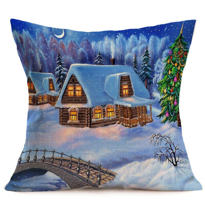 

〖Follure〗Merry Christmas Linen Pillow Cases Sofa Cushion Cover Home Decoration