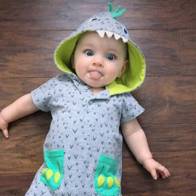 

Newborn Boys Girls Baby Infant clothes pocket Hooded short sleeve Romper Geometry Cotton kids casual Button Tops Clothes one p