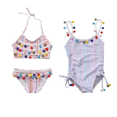 

Striped Kids Girls One Piece Swimsuit Bikini Set Swimwear Beachwear Bathing Suit