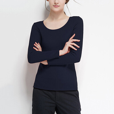 

CANVAUS Winter Cotton Velvet Solid Slim T-shirt O-Neck Long Sleeve T Shirt For Women Ladies Tops Undershirt F537A