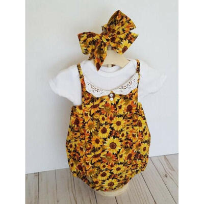 

3PCS Newborn Baby Girls Tops Romper Floral Pants Headband Outfits Set Clothes US