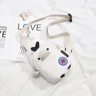 

Ins super fire fashion chest bag female 2019 new Korean version of the cartoon doll canvas slung cute mini girl bag