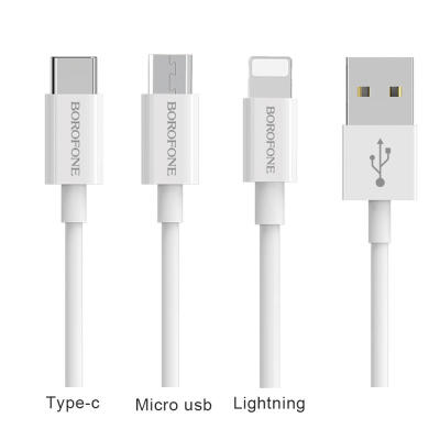 

Borofone BX22 Charge Cable 2A Quick Charging And Syncing Cord For Lightning Type-c Micro USB-Type-C