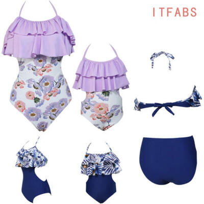 

Daughter Mother Womens Bikini Set Beach Swimsuit Bathing Falbala Suit Swimwear