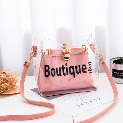 

2019 spring&summer new womens bag portable Korean fashion simple PVC trend single shoulder Messenger bag