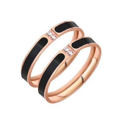 

Couple simple titanium steel plated 18k rose gold personality ring