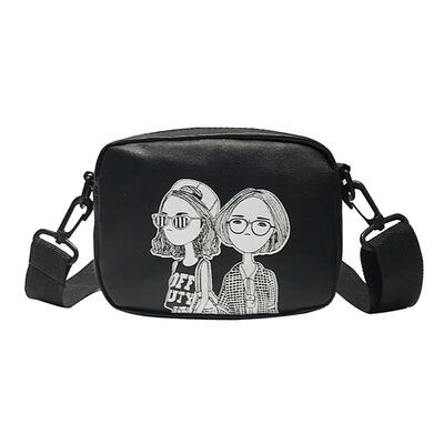 

Cartoon Printing Square Shoulder Handbags Women PU Leather Crossbody Bags