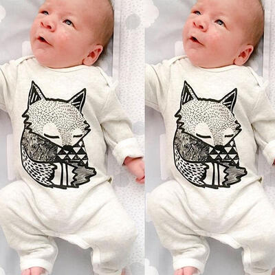 

Toddler Baby Girl Boy Fox Long Sleeve Romper Bodysuits Jump Suit Outfits Clothes