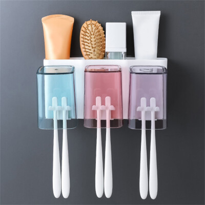 

Gobestart Automatic Toothpaste Dispenser Toothbrush Holder Set Mount Stand Bathroom