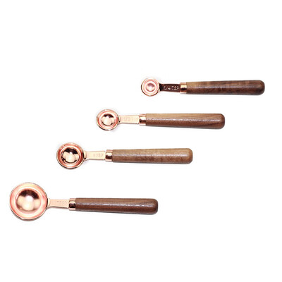 

Eight-piece walnut handle handle rose gold 304 stainless steel measuring cup measuring spoon set