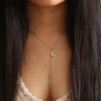 

Fashion Jewelry Bohemian Moon Star Crystal Pendant Necklace Vintage Multilayer Ladies Sun Necklace Fashion Jewelry