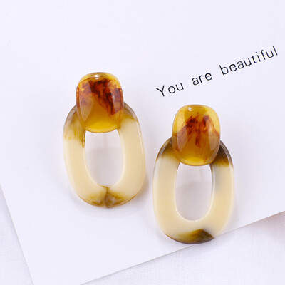 

Flashbuy Acrylic Korean Resin Oval Drop Earrings For Women Geometric Acetic Acid Statement Earrings Wooden Party Jewelry