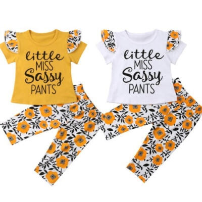 

Newborn Toddler Kids Baby Girl Flower Tops T-Shirt Pants Leggings Outfits Clothes Summer