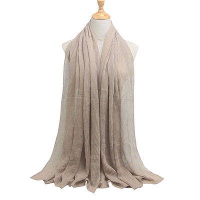 

Women Solid Pleated Scarf Hijabs Oversized Large Muslim Middle East Islam Long Scarves Shawls
