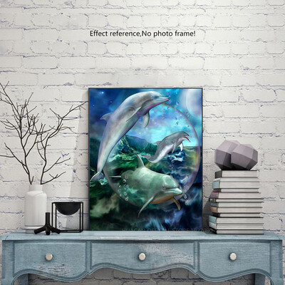 

kirin show Sea Mosaic Full Drill Diamond Embroidery Animals Diamond Painting Cross Stitch Dolphin 5D DIY Decoration