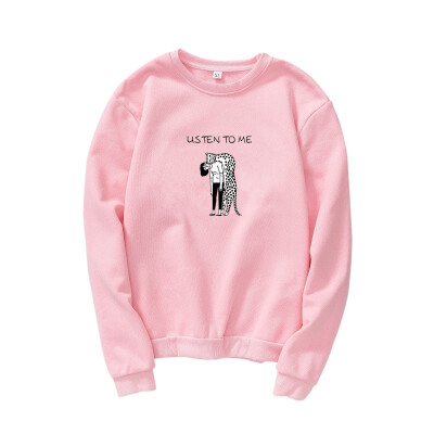 

Women Cartoon Printing Hoodies Pullover Autumn Winter Loose Fleece Thick Sweatshirt