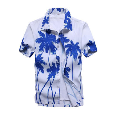 

Coconut Tree Printing Loose Shirt Casual Quick Dry Short Sleeve Mens Shirt Beach Tops Clothes Clothing
