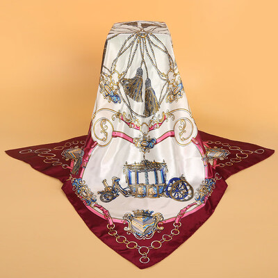 

Simulation silk scarf spot wholesale 90cm satin large square scarf Yiwu scarf factory direct sales special gift