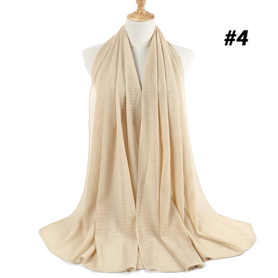

Monochrome pleated pearl chiffon national womens headscarf new 22 color Muslim solid color hijab manufacturers