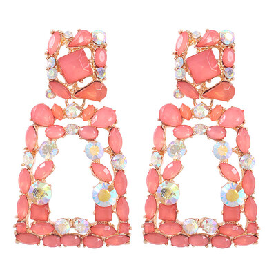 

Solememo Trendy New ZA Shining Crystal Drop Dangle Earrings For Women Wedding Party Geometric Rhinestone Earrings Jewelry E6466