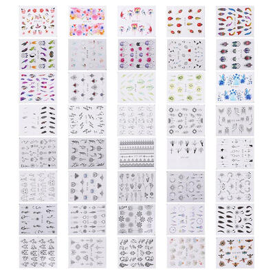 

40pcsset Nail Stickers Kitten Petal Butterfly Ink Painting Nail Art Decals