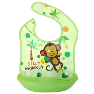 

Cotton Green Removable Baby Imitation Silicone Waterproof Print Rice Bibs